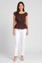 Women Boat Neck Cap Sleeve Shirred Top, Chocolate - 2
