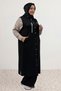 64005 Large Size Buttoned Hooded Modal Vest - Black - 4