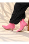 Vienna Pink Suede Pointed Toe 5 cm Thin Heel Women's Boots Botti̇e - 5