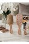 Bamboo Wood Scalp Massage Comb Pink Quartz Stone Patterned Hair Brush 20X6.5 cm - 4