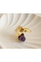 Amethyst and Citrine Natural Stone Brass Ring - 3