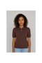 Onlcinderel Women's Polo Collar Short Sleeve Buttoned Knitwear Blouse Coffee Bean Brown