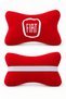 Fiat Embroidered Red Fleece Car Neck Pillow and Seat Belt Pad Set of 4 – 2 Pillows + 2 Pads - 4