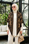 Women's Zebra Patterned Triangle Shawl 1309 Brown - 3