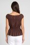 Women Boat Neck Cap Sleeve Shirred Top, Chocolate - 4