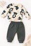 Baby Boy Set Teddy Bear Printed 2-Piece Set Long Sleeve Top and Bottom Seasonal Set - 6