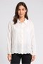 Women Pointed Collar Embroidered Long Sleeve Shirt, Ivory