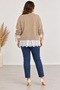 Plus Size Tulle Detailed Knitwear Cardigan Mink - 4