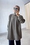Collar Stone Embellished Oversize Shirt - Khaki