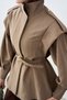 Women's Shoulder Epaulettes Hidden Button Jacket Mink - 6