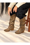 Terry Leopard Leather 6 cm Heel Dallas Bellows Boots - 3