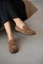 Blaine Genuine Leather Gathered Blunt Toe Women's Loafer - Taba Suede - 3
