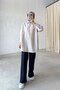 Collar Stone Embellished Oversize Shirt - Stone - 4