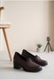 Women's Genuine Leather Flexible Knitwear Strappy Thick Block Heel Classic Casual Shoes - 2