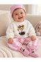 Mrs Teddy Printed Sweatshirt, Striped Pants, Printed Socks and Beanie Baby Girl and Child 4-Piece Set - 5