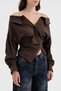 Women's off-the-shoulder shirt with metal strap detail and fitted waist design - 4