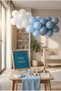 Teething Wheat Baby Boy Decoration Classic Set Blue Felt Letter Board Stand Balloon Chain Pump First Tooth Party Set