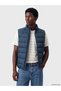 Xside Navy Blue Slim Fit High Collar Men's Puffer Vest