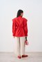 Women's Shoulder Epaulettes Hidden Button Jacket Red - 6