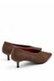 Alley Women's Black V-Neck Comfort Sole Short Thin Heeled Classic Shoes - 3