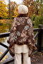 Women's Shawl Pattern Woven Poncho Pnc16 Brown - 2