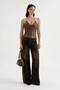 Women's jacquard floral velvet-look palazzo design jeans - 5
