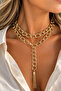Double Row Ring Chain Tassel End Y Necklace (40cm)