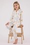 3711-S Cat Print Button-Down Shirt Pajama Set - 2