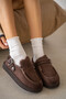 Delsa Adjustable Buckle Detailed Women's Slippers with Fur Inside - Brown Suede - 2