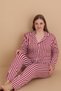 Mirano 9851 Long Sleeve Şardonlu Soft Winter Buttoned Plus Size Heart Women's Pajama Set - 4