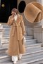 Fox Coat with Zipper Detail on the Collar Tsd260346 Camel - 2
