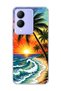 Vivo Y17S Compatible Palm Coast Oil Painting Printed Transparent Phone Case