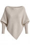 Ruffled Asymmetrical Cut Boat Neck Women's Sweater Stone Color Fhmmzr003 - 6