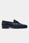 Capri Navy Blue Waterway Crocodile Genuine Leather Flat Sole Women's Loafer Shoes - 3