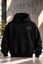 Premium Oversize Unisex Hoodie – Black Hooded Sweatshirt with Minimalist Text Print on Front and Back - 3