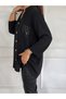 Women's Long Sleeve Court Collar Front Buttoned Sequin Embroidered Pocket Detailed Casual Viscose Blouse - 2