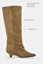Ravena Rome Beige Suede Leather Pointed Toe Short Heeled Women's Boots - 3