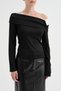 Women's off-the-shoulder shirt with collar detail and long sleeves - 5