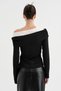 Women's off-the-shoulder shirt with collar detail and long sleeves - 4