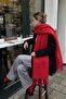 Mery Women's Puffy Soft Textured Tasseled Winter Scarf and Shoulder Shawl Red - 2
