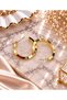 💎   Premium Shiny and Stylish Gold Color Medium Size Cornered Hoop Women's Steel Earrings - 3
