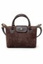 Brown Suede Shk135 Faux Leather, Single Compartment, Double Strap Hand, Arm and Cross Shoulder Bag