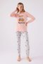 3467-S Cozy Mood Cat Print Banded Pajama Set - 3