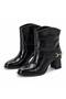 Women's Ankle-Length Boots with Metal Accessories and Block Heels