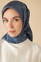 Hale Ti̇vi̇l Silk Scarf 90*90 cm - Indigo - 7