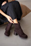 Povin Thick and High Heel Women's Boots - Brown Suede - 4