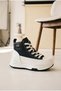 Women's Zippered and Lace-Up Color Block Ankle Sneaker Thick Sole Sports Boots - 2