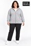 Women's Large Size Zippered Hooded Pocket Sweatshirt Cardigan Comfortable Fit Spr26Bhrk961