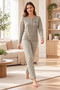 Women's Viscose Pajama Set Long Sleeve Patched Collar Patterned Trousers Modern Homewear Home Clothing 79-156 - 3