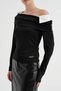 Women's off-the-shoulder shirt with collar detail and long sleeves - 6